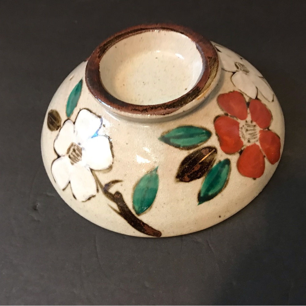 Vintage Otagiri Floral Serving Size Bowl With Hole For Chop Sticks Perhaps